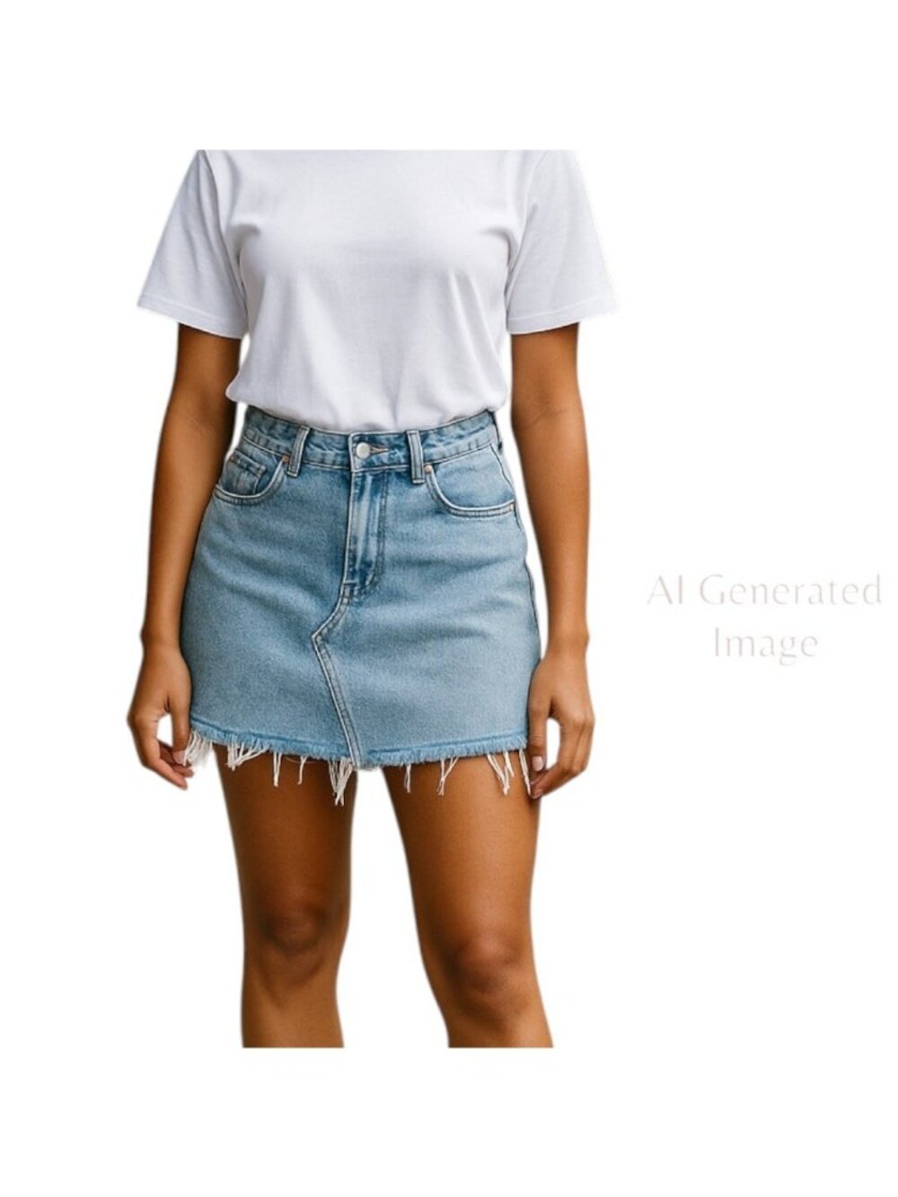 Insight Denim Sasha A-Line Mini Blue Raw Hem Light Wash Cotton Denim Skirt Sz 26